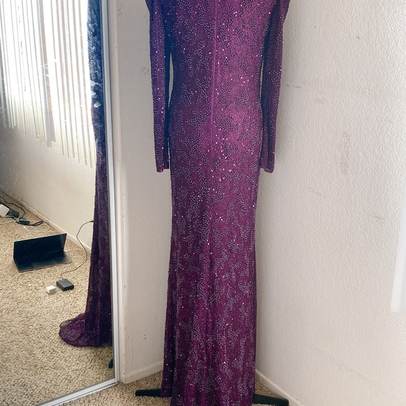 MAC DUGGAL PURPLE BERRY GRAPE 5177 PEARL GRAPE FORMAL BODY SHAPE DRESS SZ 6 - Picture 7 of 8